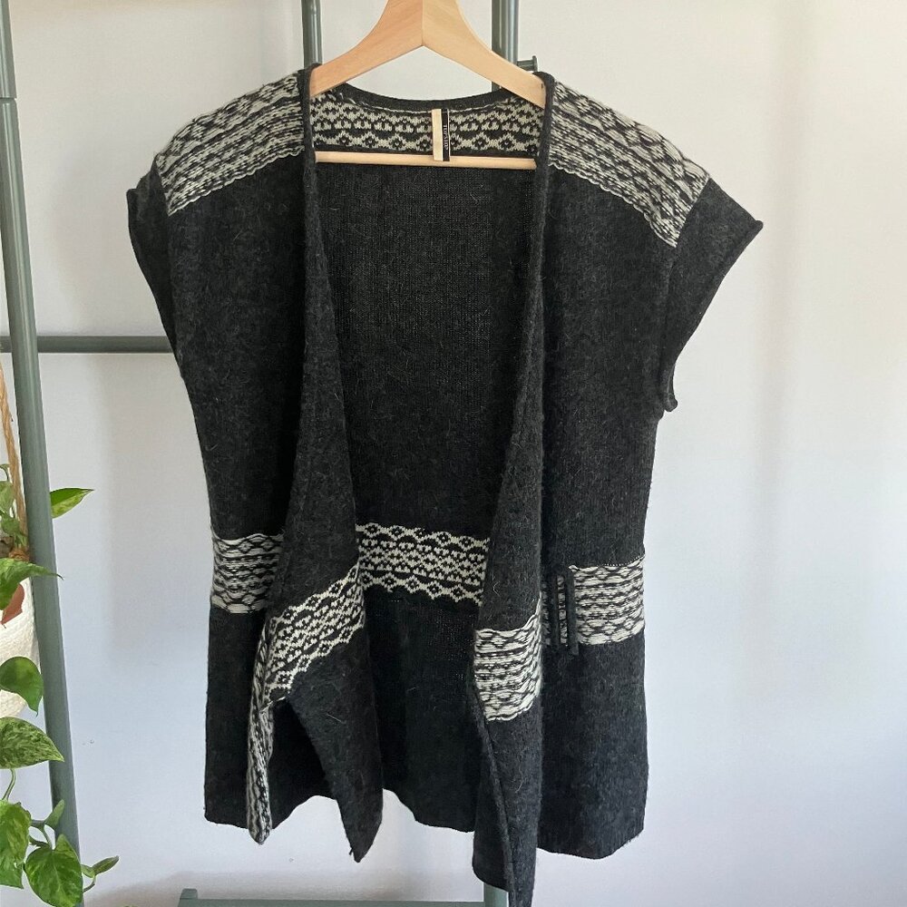 Grey and white topshop angora-blend belted vest (EU size 40 / US size 12)